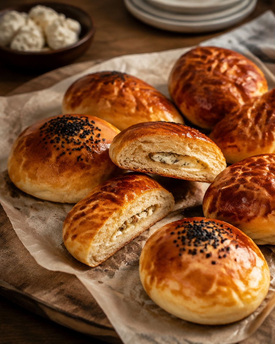 Tezgahta simit, poğaça ve açma çeşitleri