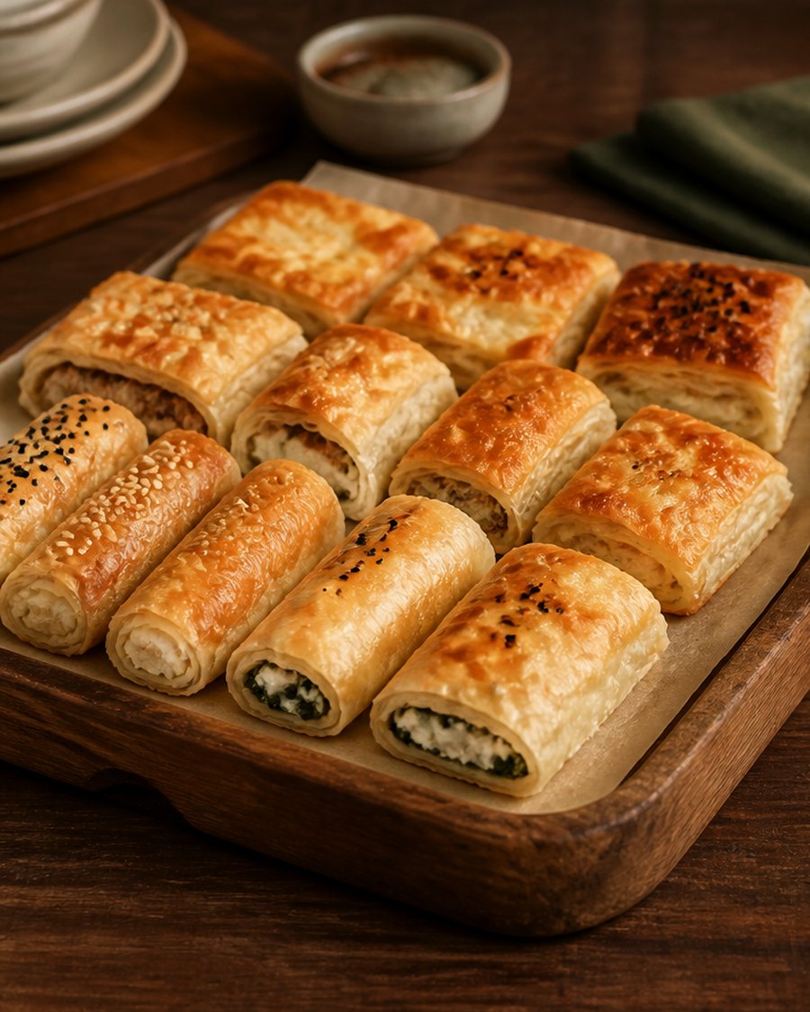 Tezgahta börek, bükme ve dolama çeşitleri